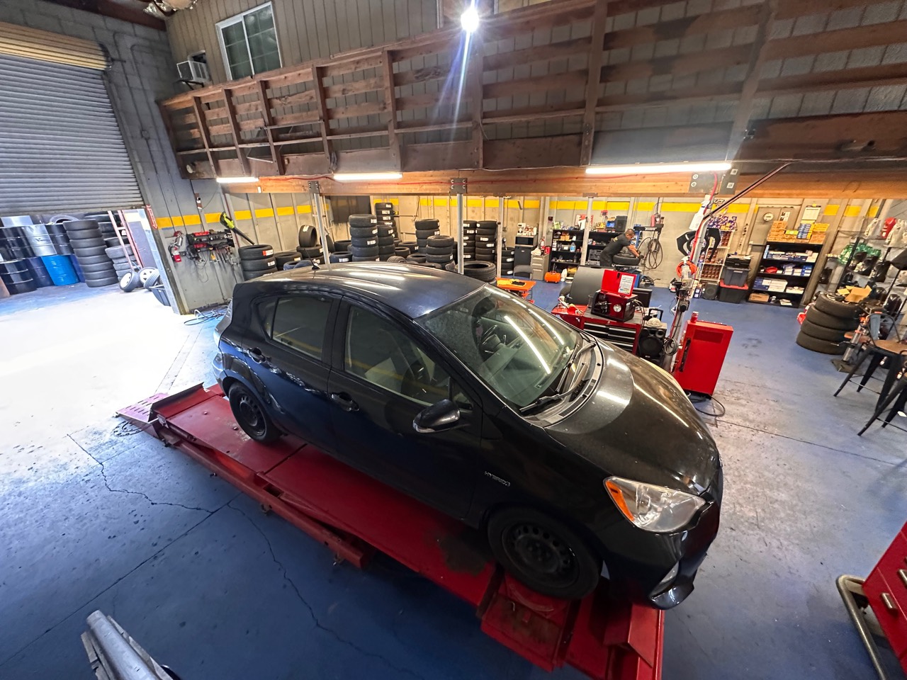 Vehicle on the alignment rack